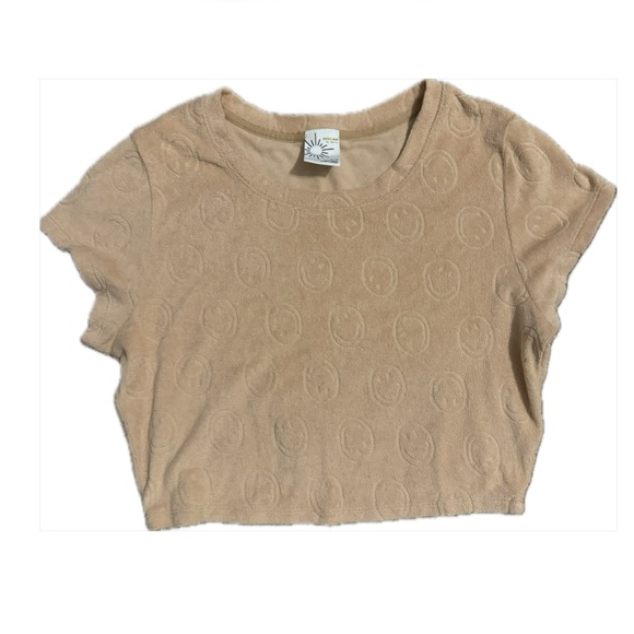 Aerie Offline Terry Cloth Smiley Face Baby Tee - Picture 2 of 4